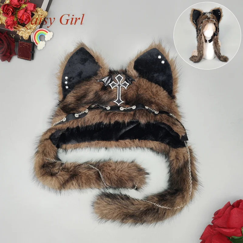 Nieuwe herfst- en winterhot girl Abby Cat Ear Hat Warme donkere gotische stijl pluche koepelhoeden