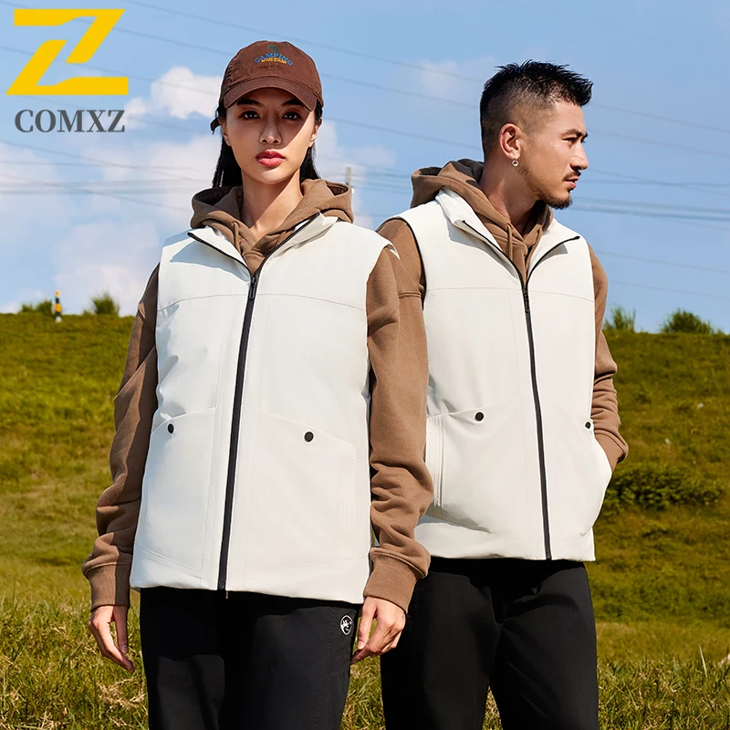 Couple's Down Vest 2025 New Grey Duck Down and Cotton Thick Anti Cold Warm Sleeveless Jacket Outdoor Leisure Camping Hiking Vest