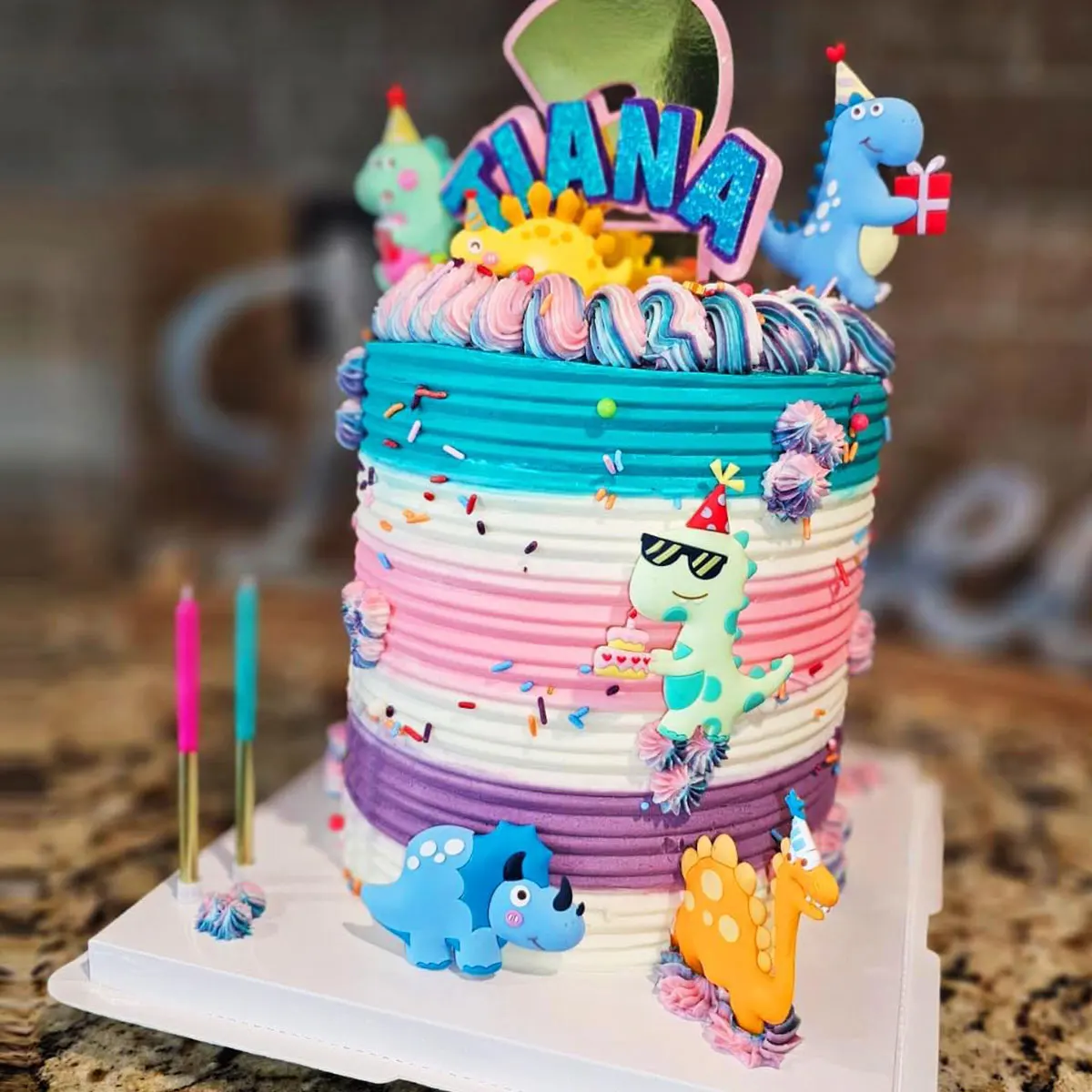 6PCS Little Dino Birthday Cake Decoration Party Supplies Dinosaur Party Three Rex Cake Decoration For Dino Birthday Cake Topper