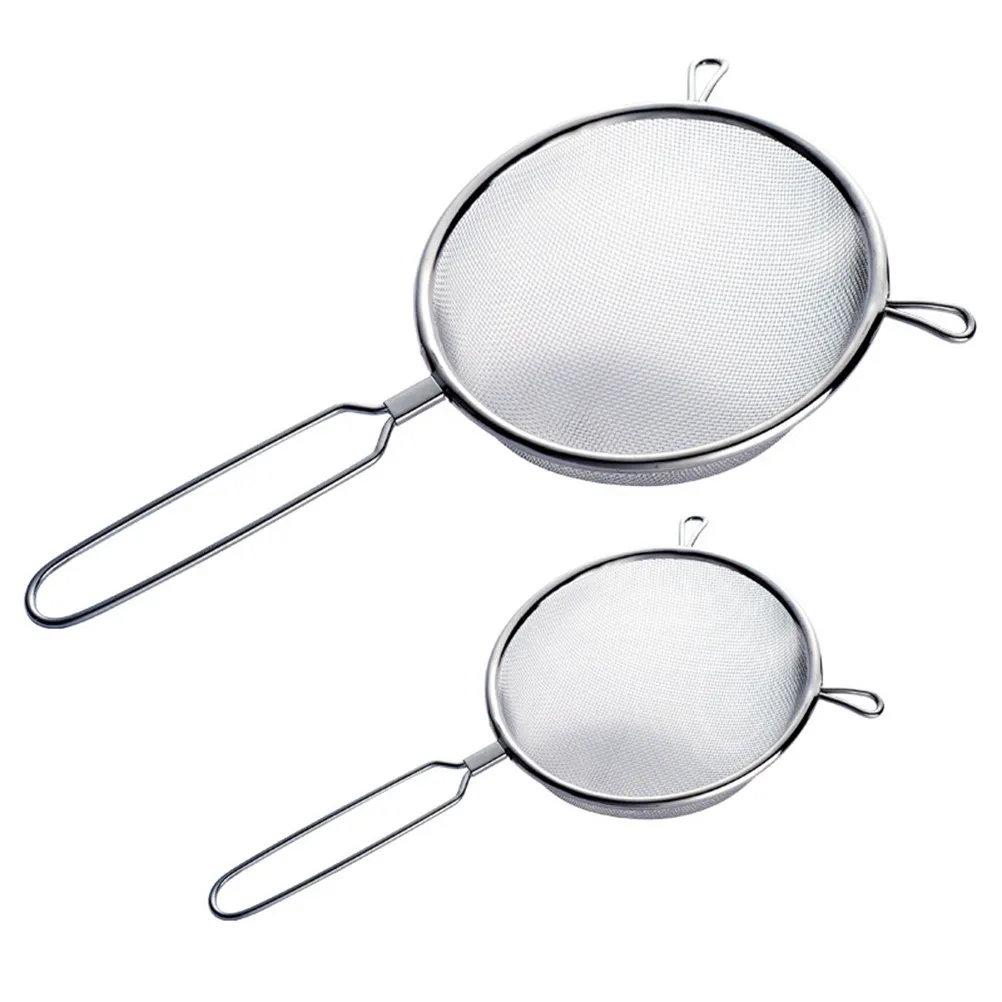 

10 Inches Stainless Steel Colander Scoop Double Layer Fine Mesh Strainer Ladle Heat Resistant Ergonomic Handle for Kitchen