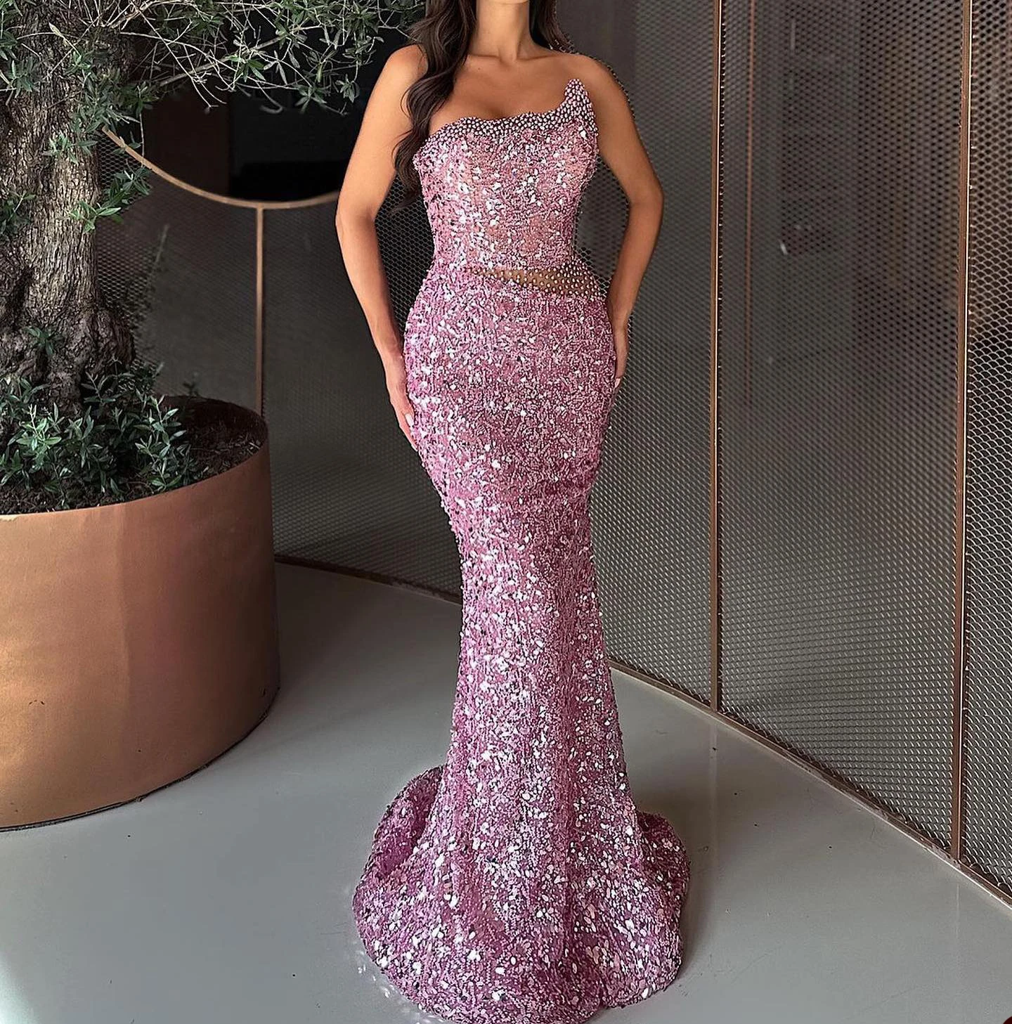 Red Carpet Princess Mermaid Prom Dresses Sweetheart Neck Evening Gowns Custom Made Sequins Party Dresses