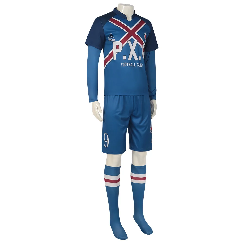 Blue Lock Anime PXG Rin Itoshi Rin Shidou Ryusei Parrucca del costume cosplay NO.9 Vestito da calcio Halloween Sport Party Uniformi da uomo