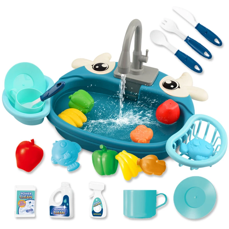 Casa dei giochi per bambini lavastoviglie lavello ciclo fuori dai giocattoli d'acqua divertente cucina lavabo giocattoli elettrici giocattolo per l'apprendimento precoce