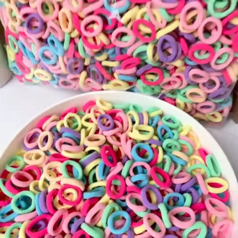 100/500pcs Small Colorful Rubber Hairbands Girls Kid Basic Nylon Ponytail Holder Scrunchie Ealstic Headwear Ties Accessories