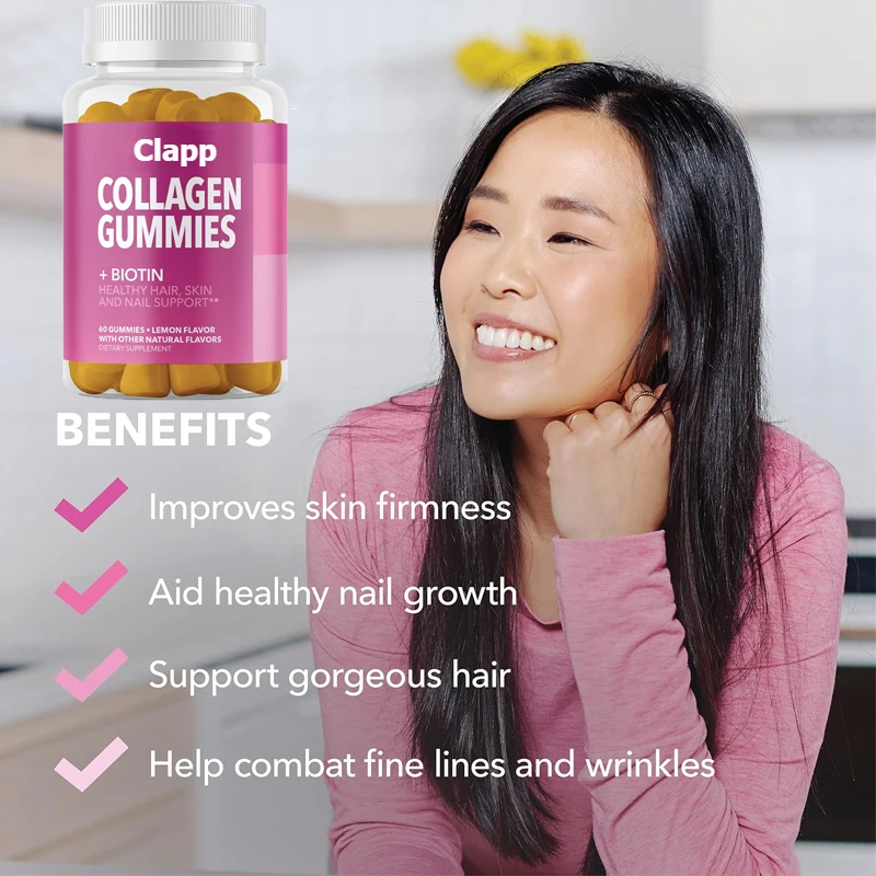 

Collagen Gummies | Hydrolyzed Bovine Collagen Contains Zinc, Vitamin E, and C, As Well As Hair, Skin, and Nail Growth