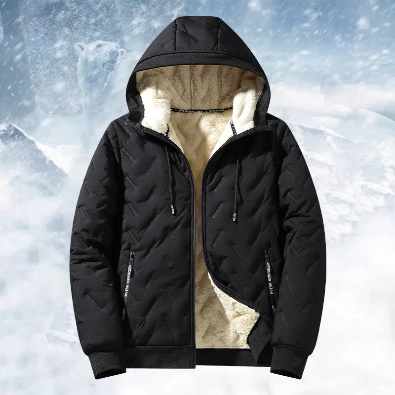 

Men Hooded Thick Cotton Fleece Outerwear Warm Casual Parka Coat Loose Fit Korean Autumn 2024 New Winter Outerwear 7XL Windproof