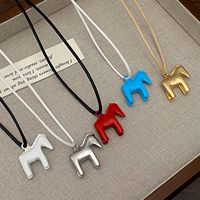 Fashion Colorful Horse Pendant Long Necklace for Women Adjustable Sweater Chain Necklaces Jewelry Gifts Accessories