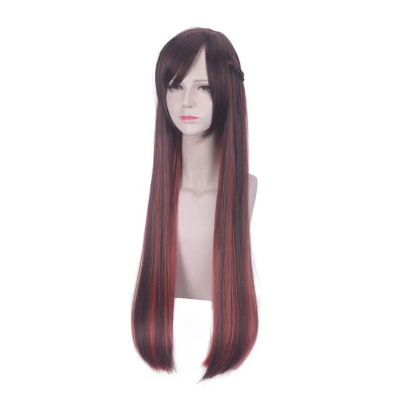 Peruca aluguel namorada miharu suwa marrom a laranja-vermelho gradiente trançado penteado peruca cosplay