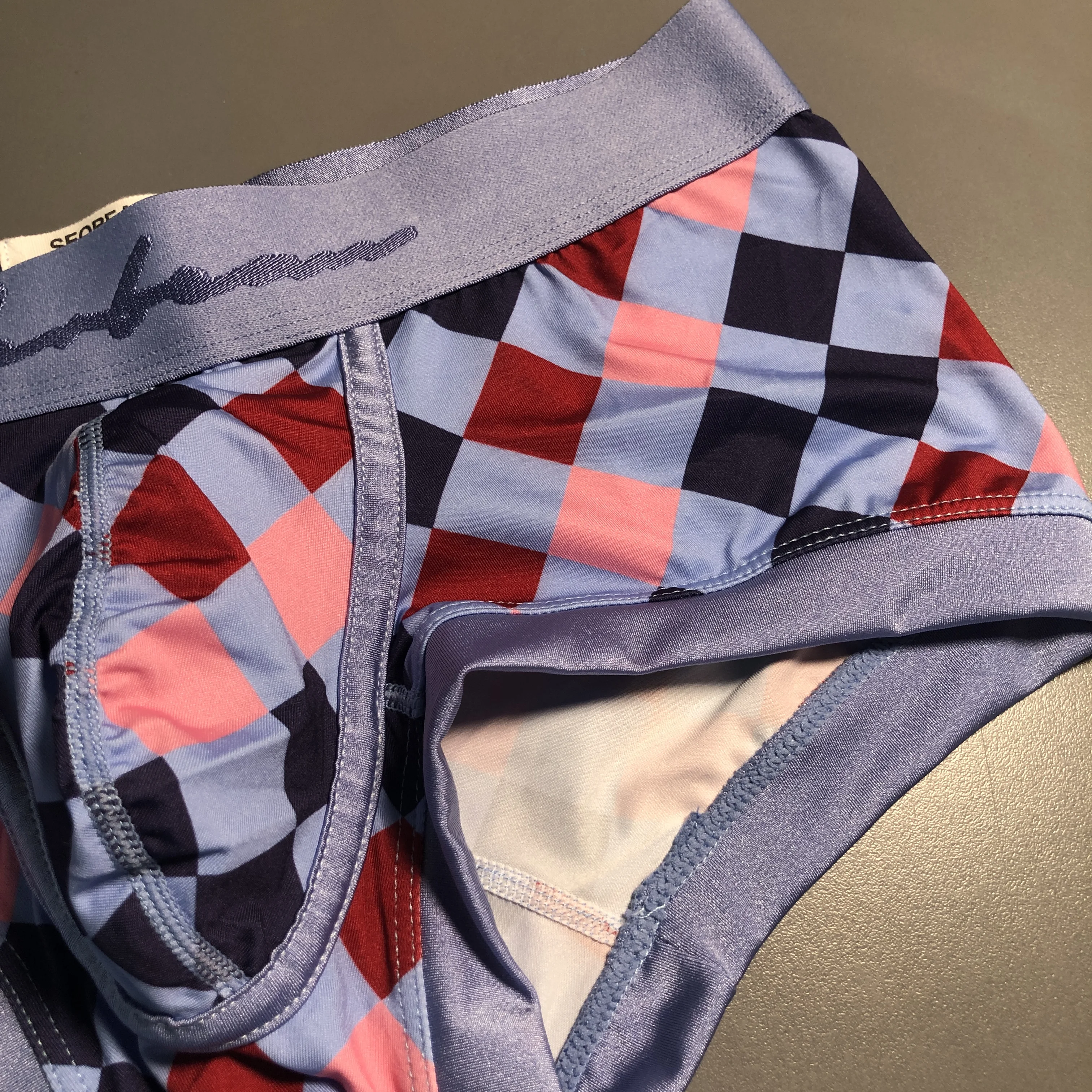 SEOBEAN Herren-Boxershorts mit niedrigem Bund, atmungsaktiv, kariertem Plaid-Print, trendige sexy Unterwäsche für junge Männer – Detail 5