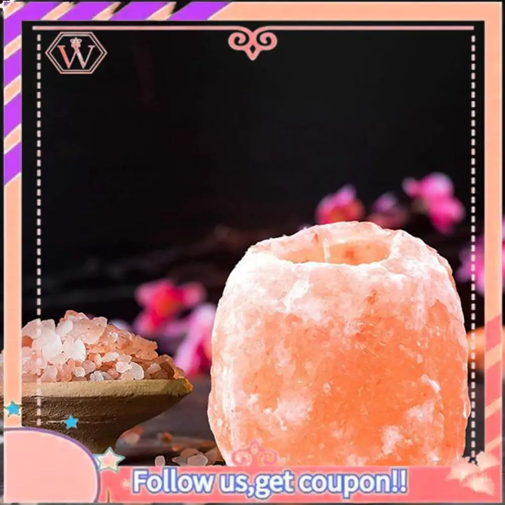 

AT84-Natural Salt Crystal Stone Candle Holder Stand Crystals Candle Cave Wedding Valentine's Day Gift Easy Install Easy To Use