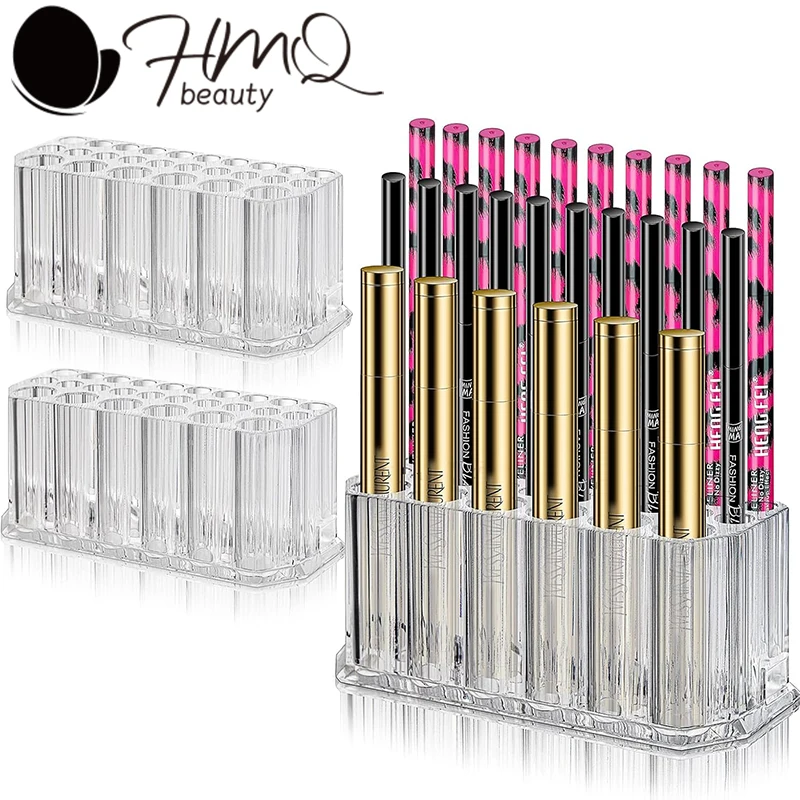 Acryl Eyeliner Lipliner Houder Organizer 26 Slots Make-Up Borstel Potlood Organisatie Container Doorzichtige Cosmetische Opslag Display