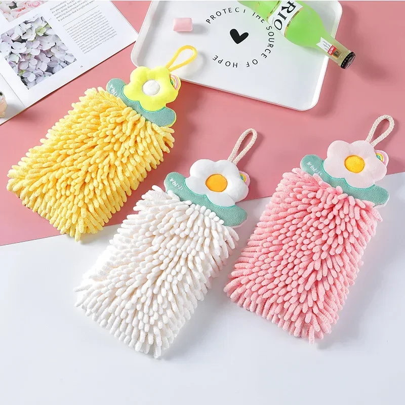 Hanging Flower Hand Towel Absorbent Quick Drying Thickened Double Layer Hanging Hand Towel Cute Towel Precious Gift