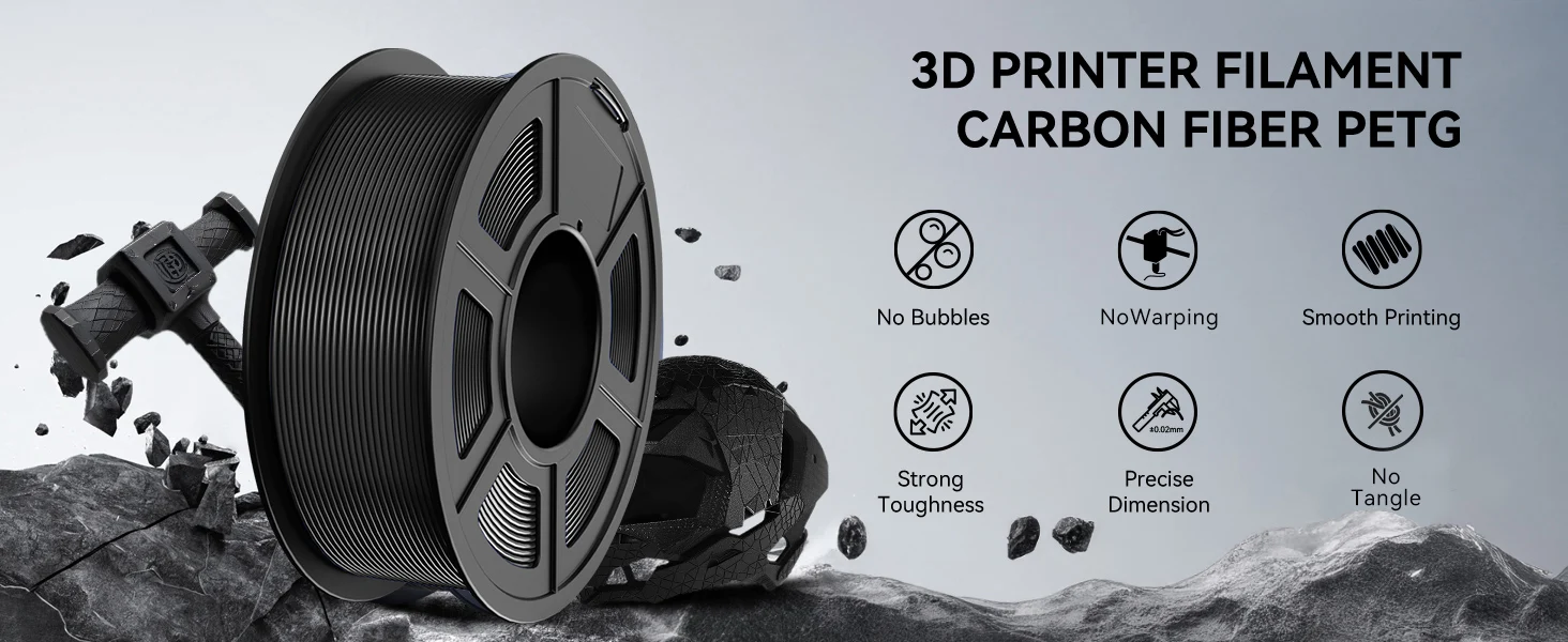 JAYO PLA-CF 3D Printer Filament 1.75mm PETG-CF/PLA Carbon Fiber Filament High Toughness Heat-Resistant 3D Printing Materials