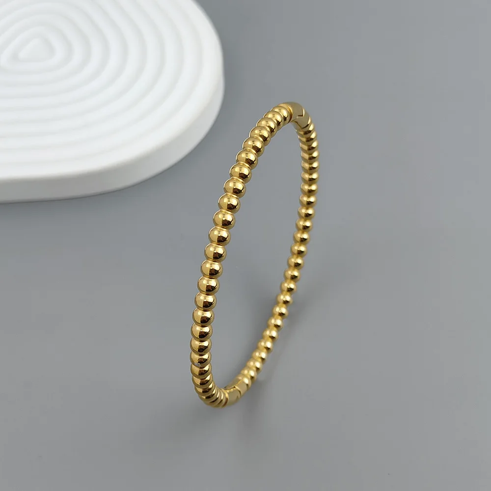 

New stainless steel ball bead gold-plated bracelet, classic O-shaped silver bracelet for women, wedding party jewelry