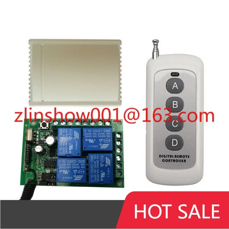 

Универсальный беспроводной пульт дистанционного управления, модуль релейного приемника постоянного тока 12 В, 4 канала, радиочастотный пульт дистанционного управления, 433 МГц