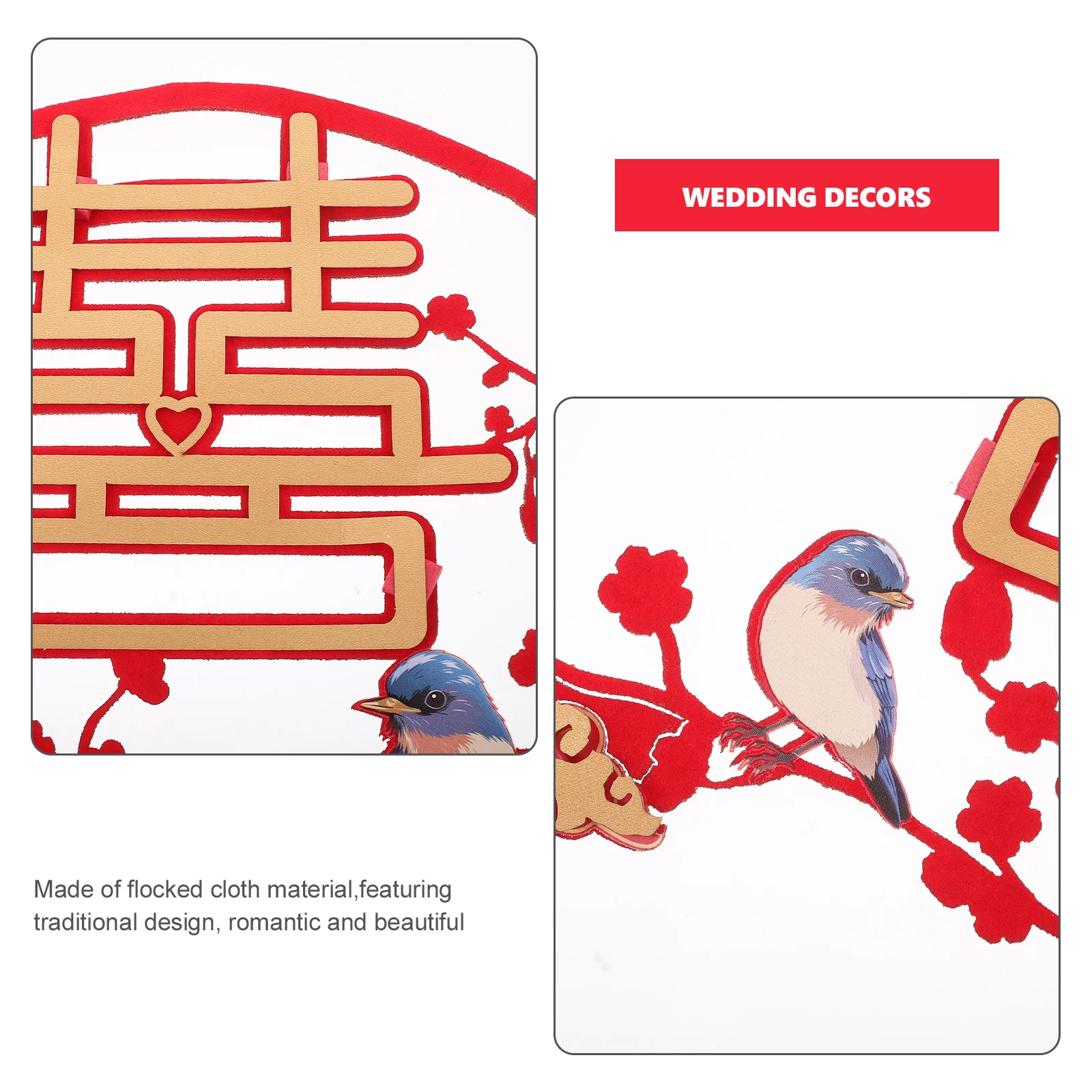 

3 Pcs Happiness Stickers for Wedding Room Door Window Chinese Traditional Wedding Decors Decor Chinese Red Theme Party Supplies