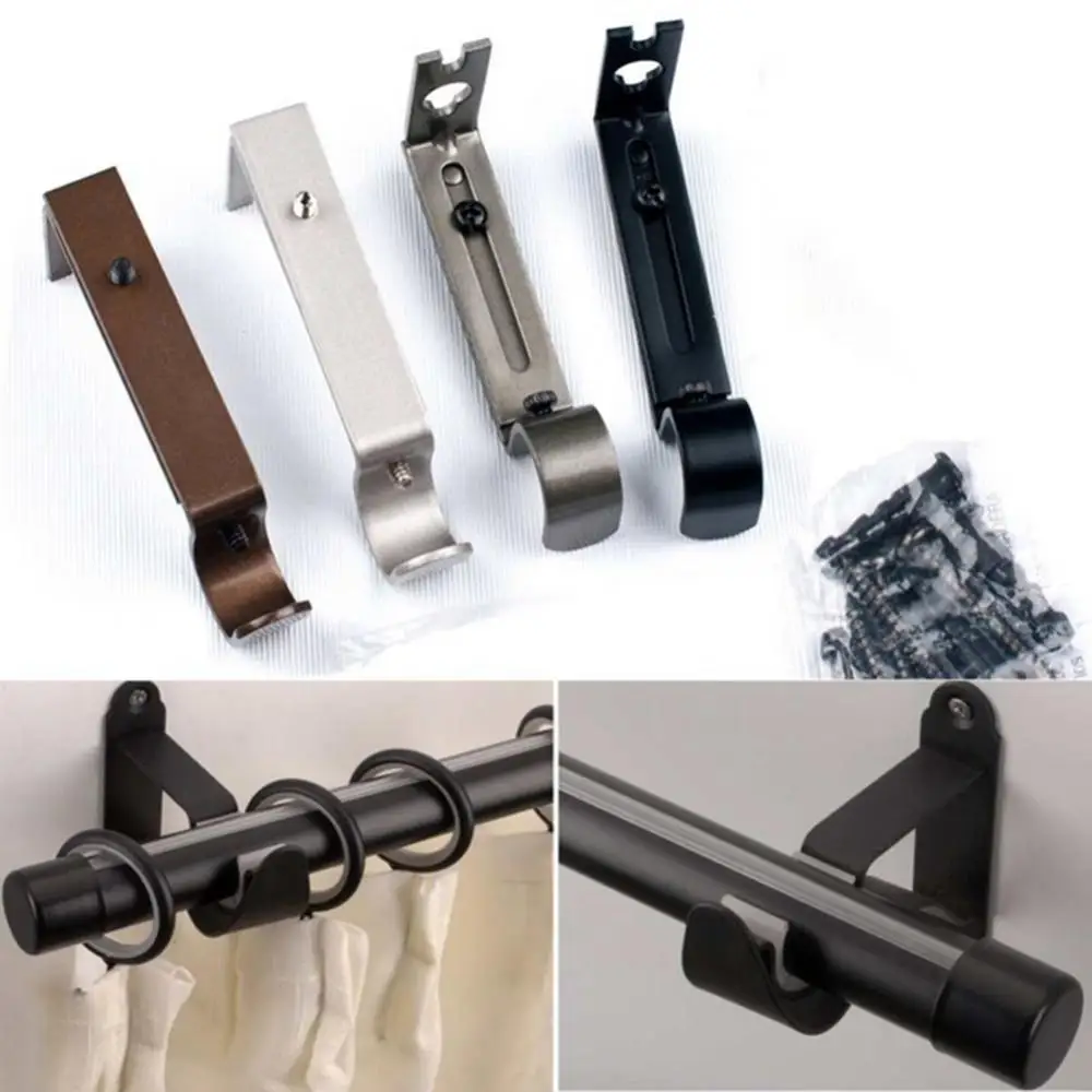 Adjustable Iron Window Curtain Rod Bracket Holder Drape Bar Fixed Hook Clamp Curtains Accessories