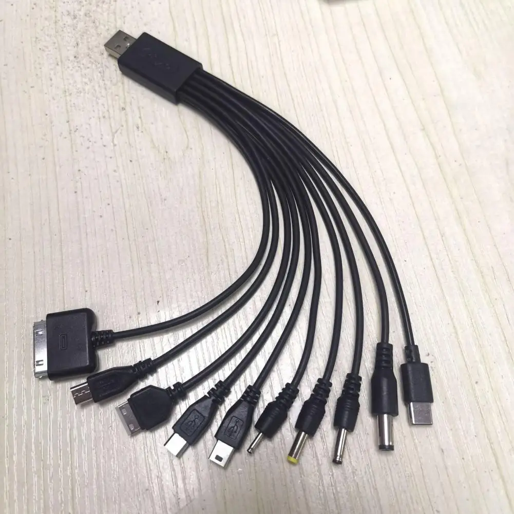 USBデータケーブル 1本で10本のUSBマルチ充電データコード 10 in 1 多機能USB充電ケーブル マルチポートデータケーブル