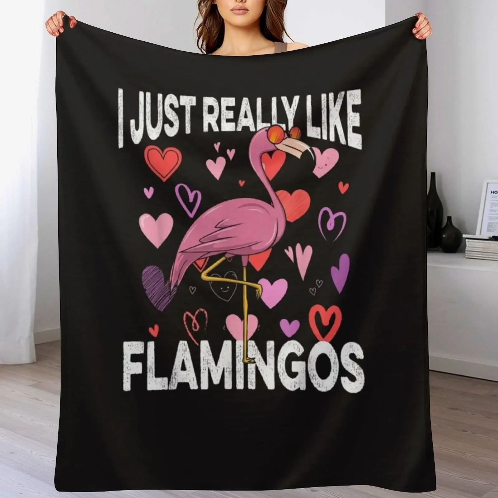 

I Just Really Like Flamingos OK Flaningo Lover Throw Blanket Moving For Sofa Thin Soft bed plaid Blankets