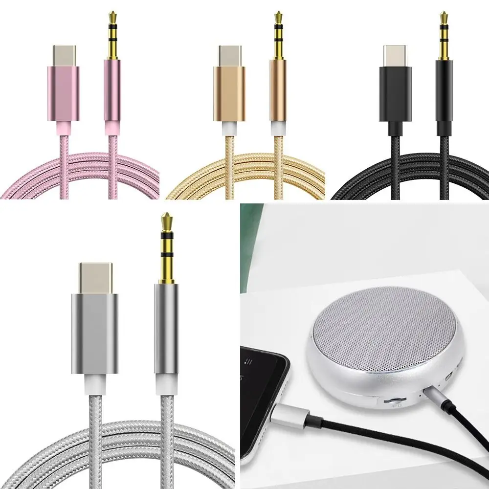 Type-c to 3.5mm Audio Extension Cable Auxiliary Power Cable  Flat Port Headphone Cable for Huawei for Xiaomi for oppo for vivo