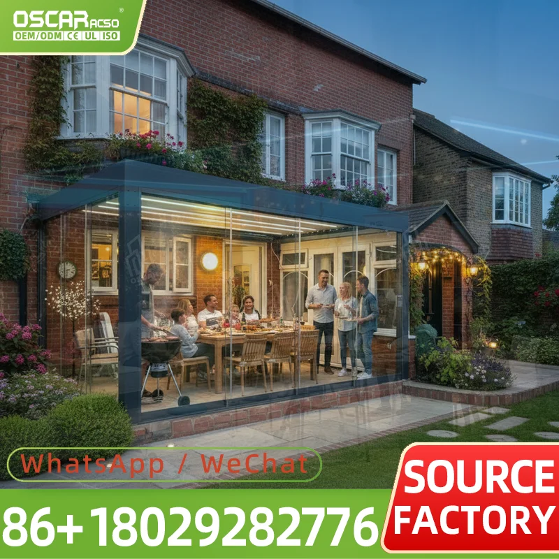 Heavy Duty Retractable Pergola Roof With Waterproof Canopy Smart Wall Switch for Villa Garden Terrace pergola