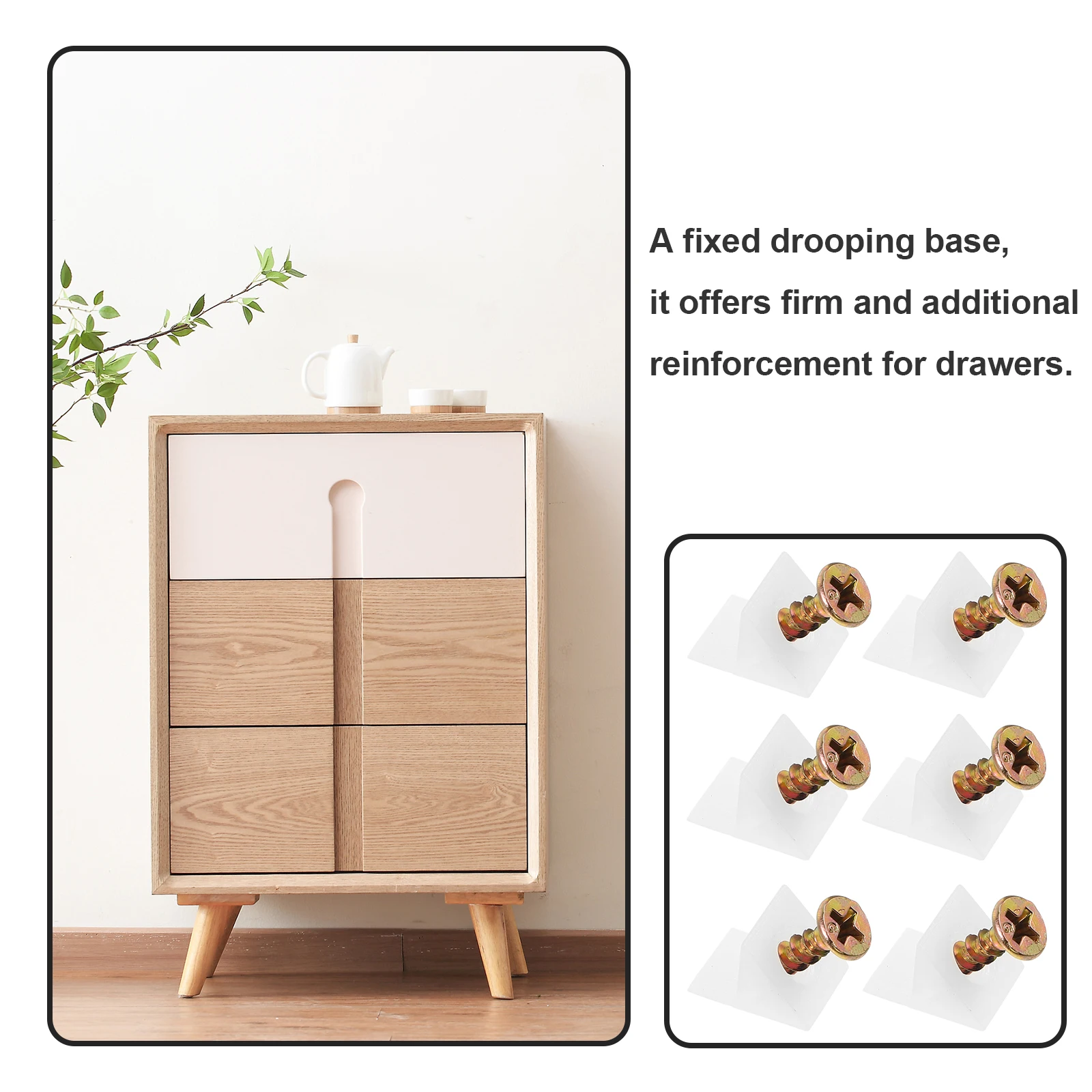 

50pcs Back Plate Corner Codes Drawer Repair Kits Cabinet Bottom Brackets Reinforcement Wedges Sagging Support Plastic Iron