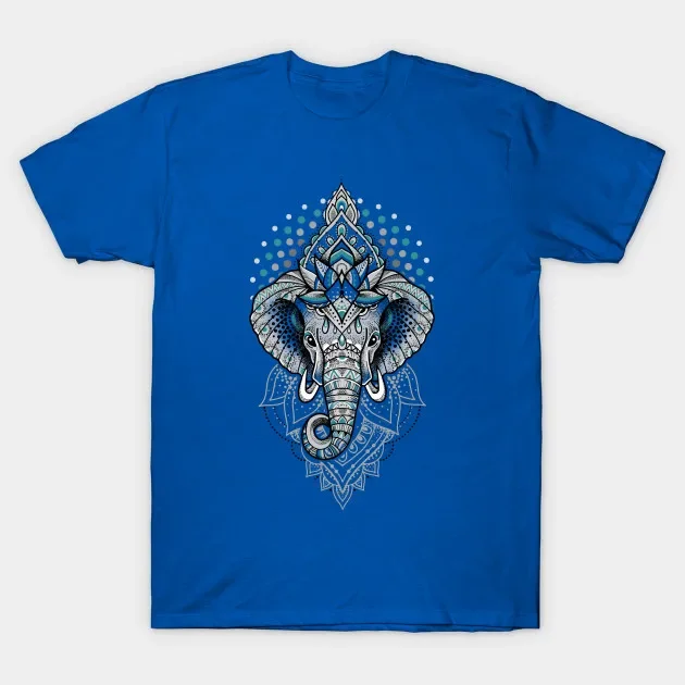 Novel Lotus Elephant Printed T-Shirt. Summer Cotton O-Neck Short Sleeve Mens T Shirt New S-3XL