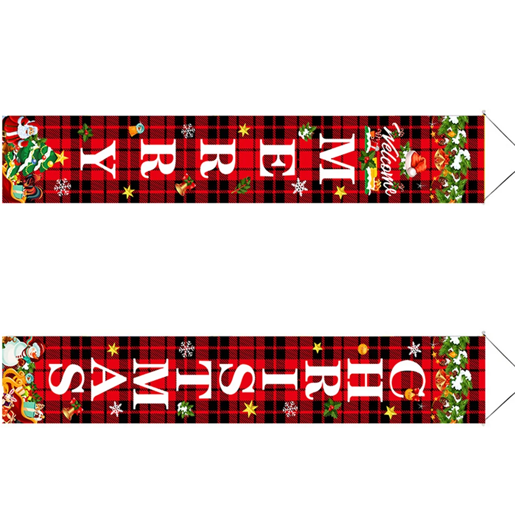 

Polyester Christmas Couplet Door Curtain Holiday Decoration Party Porch Sign Hanging Banner for Home Supplies Outdoor Xmas