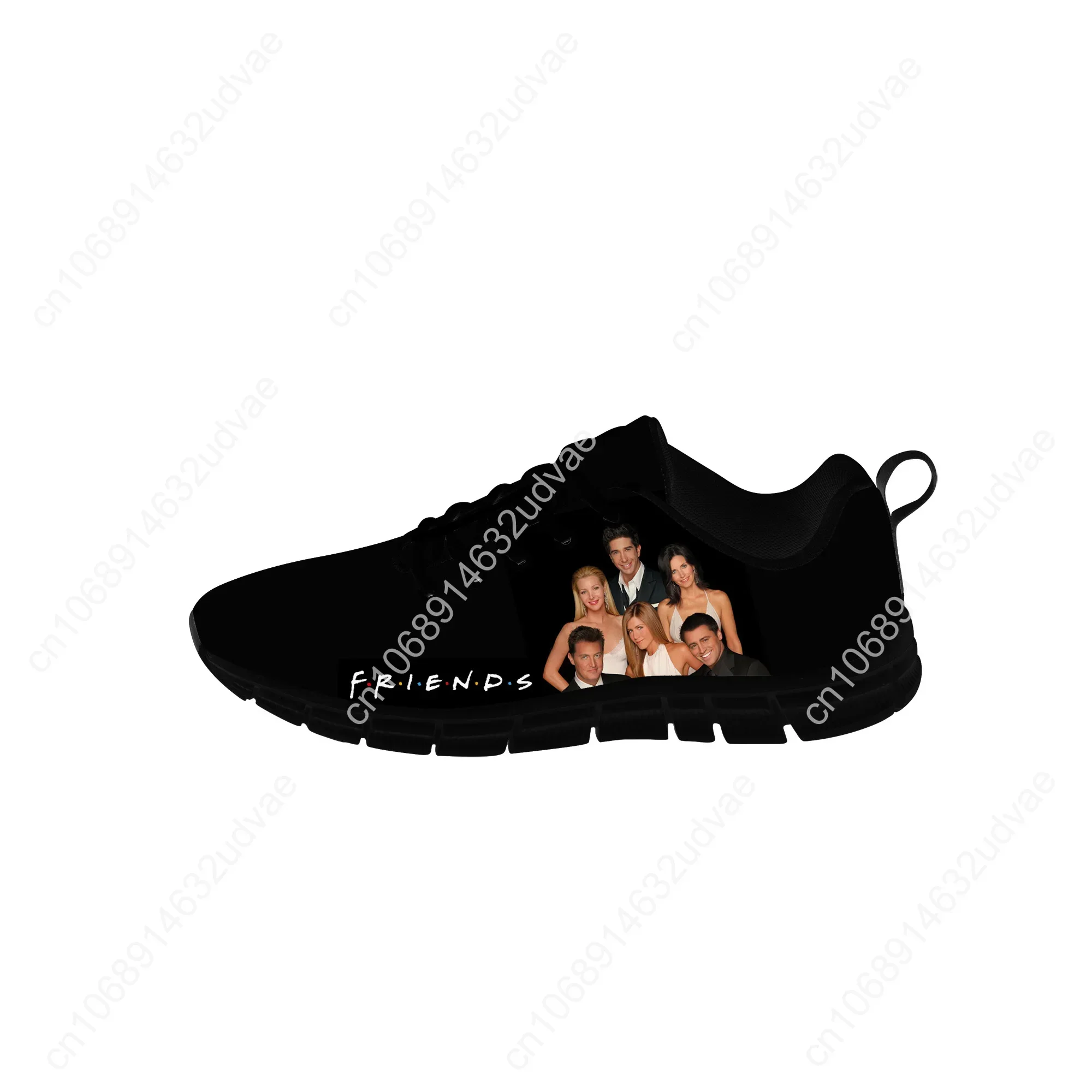 Friends Low Top Sneakers Mens Womens Teenager Tv Show Casual Shoes Canvas Cloth Shoes 3D Print Breathable Lightweight Shoe Black