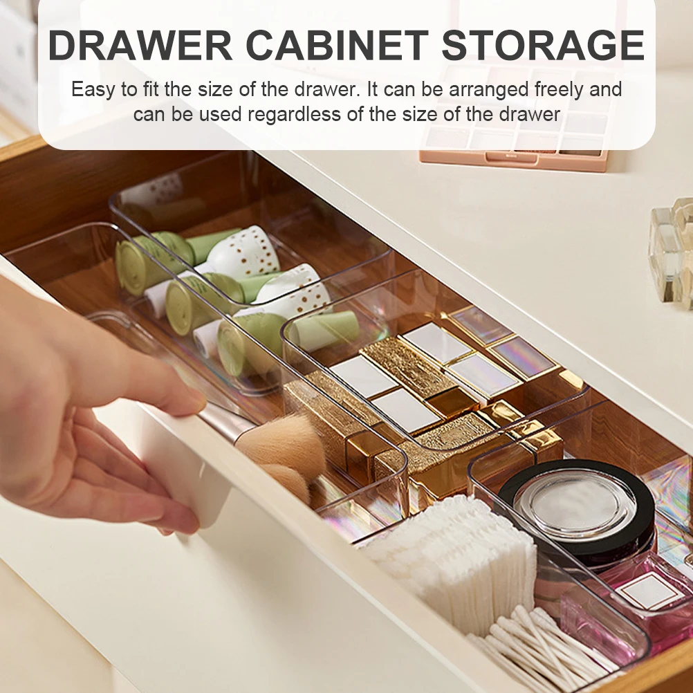 2 Pcs Transparent Storage Boxes Adjustable Dividers Kitchen Bathroom Bedroom Organization Household Supplies Container