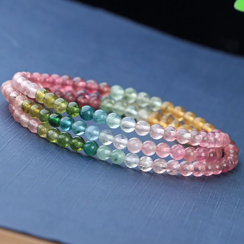 

Tourmaline Bracelet Multi-Circle Ice Watermelon Tourmaline Crystal Bracelet for Women