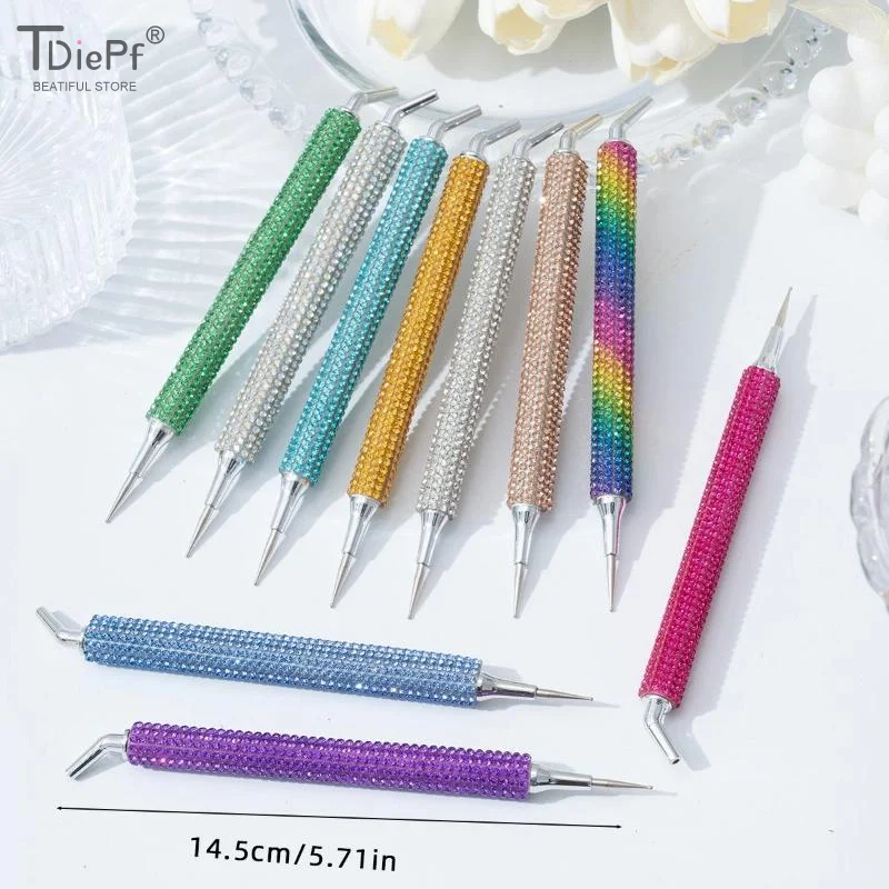 1Set Dual-ended Rhinestone Picker Pen Nail Art Dotting Tool 2-in-1 Dotting Pen For Nail Charms Gems DIY Manicure Decoration Tool