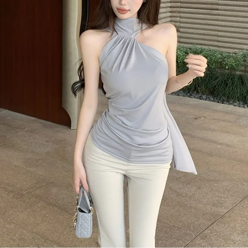 New Hot Girl Top Womens Summer Top Summer Activities Suitable For Spring, Summer One Shoulder Collar For Daily Wear