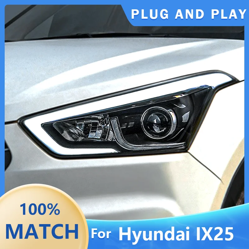 Car Head Lights For Hyundai IX25 2015 2016 2017 2018 2019 Creta LED Front Headlights DRL Dynamic turn signal Projector Facelift