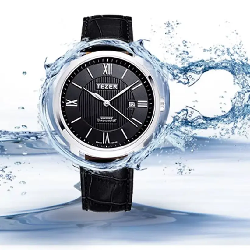 TEZER Men Classic Quartz Wrist Watch | Roman Numeral Dial | Sapphire Glass | 30M Water Resistant With Date Function
