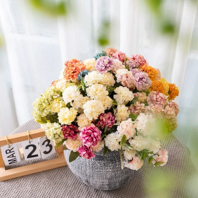 10 Stück Simulierte Globus-Chrysanthemen Seiden-Kunstblumen Gartendekoration Künstliche Cora-Ball-Chrysanthemen-Bündel Blaue Blüten – Detail 2