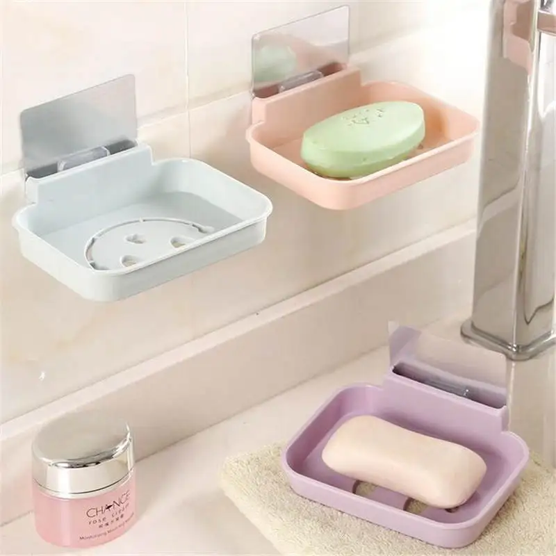 

Non marking bathroom wall mounted soap box, drainage soap rack, hanging storage box