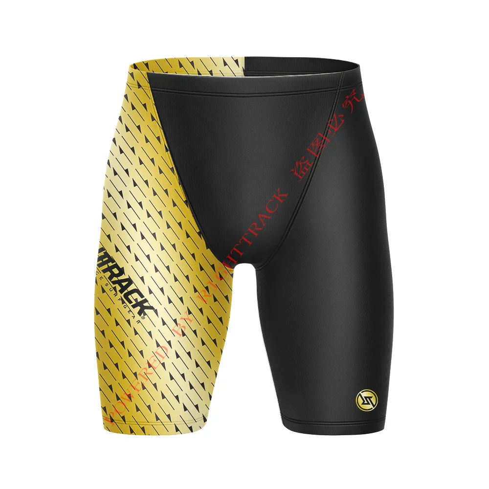 New Men's Swim Trunks Tight-fitting Swimsuit Training Digital Printing RightTrack Performance Legging Swimming Shorts Give Gifts