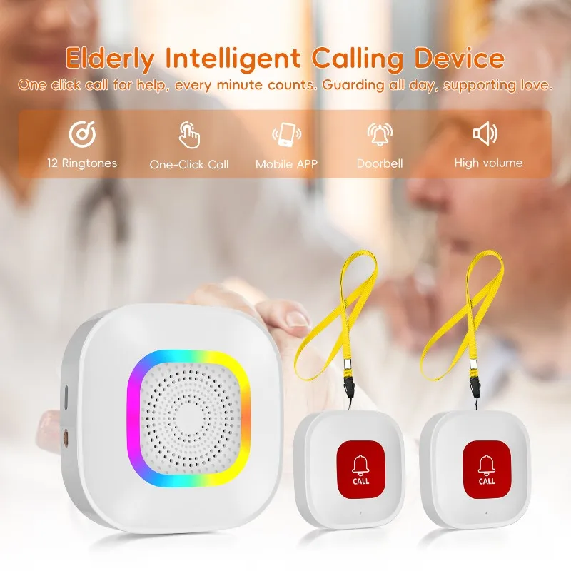 【احصل على يومك! 】نداء SOS للمستشفيات ومنازل التمريض والمدارس نظام زر الاتصال اللاسلكي في حالات الطوارئ لكبار السن