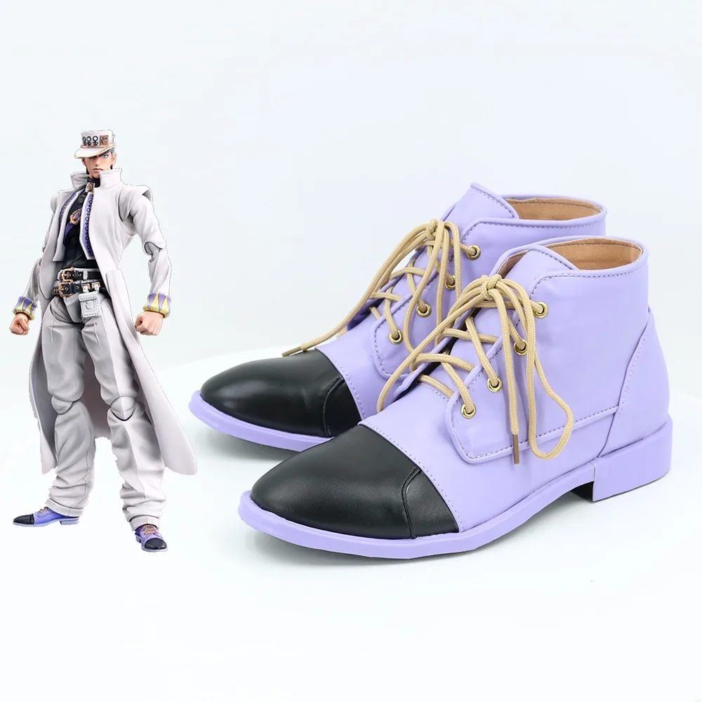 Chaussures de Cosplay en cuir PU, bottes de carnaval d'halloween, accessoires de Cosplay sur mesure, Anime JoJo Kujo Jotaro
