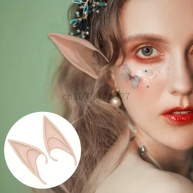 Women Girl Halloween Pixie Elf Ears Accessorise Soft Vulcanized Rubber Latex Goblin Vampire Elven Design Christmas Party Cosplay