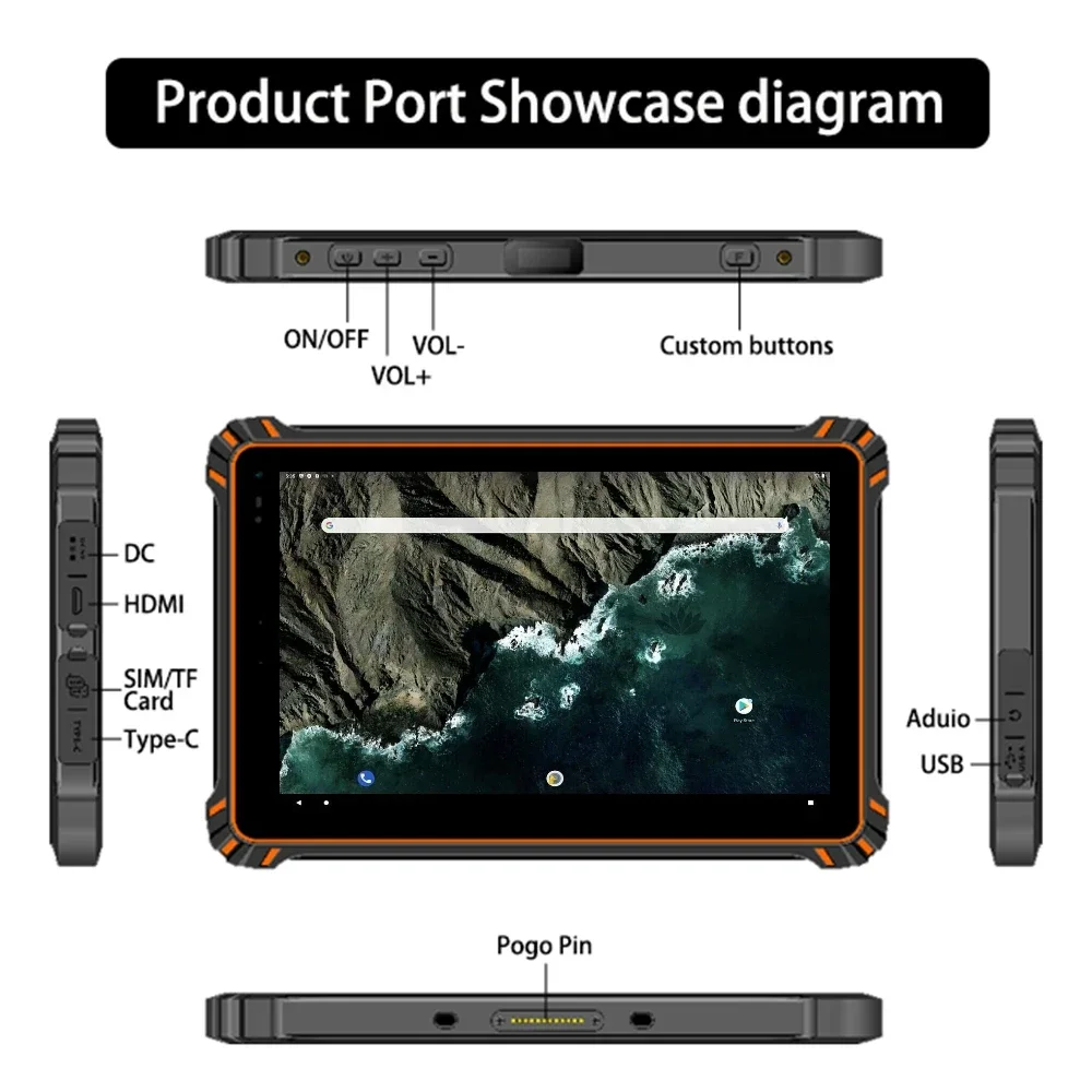 Kcosit 08MG kasar Tablet PC Android 13.0 IP67 tahan air 8 "MTK8781 Octa Core 12GB RAM 256GB ROM 4G LTE GPS NFC sidik jari