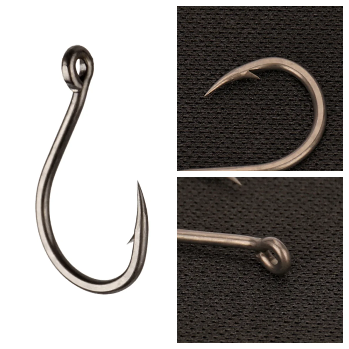 Hirisi 8039 50/100 Stück Hochkarbon-Stahl PTFE-beschichtete Scharfe Widerhaken-Karpfenangelhaken mit Öse, Verbindbare Box – Detail 5