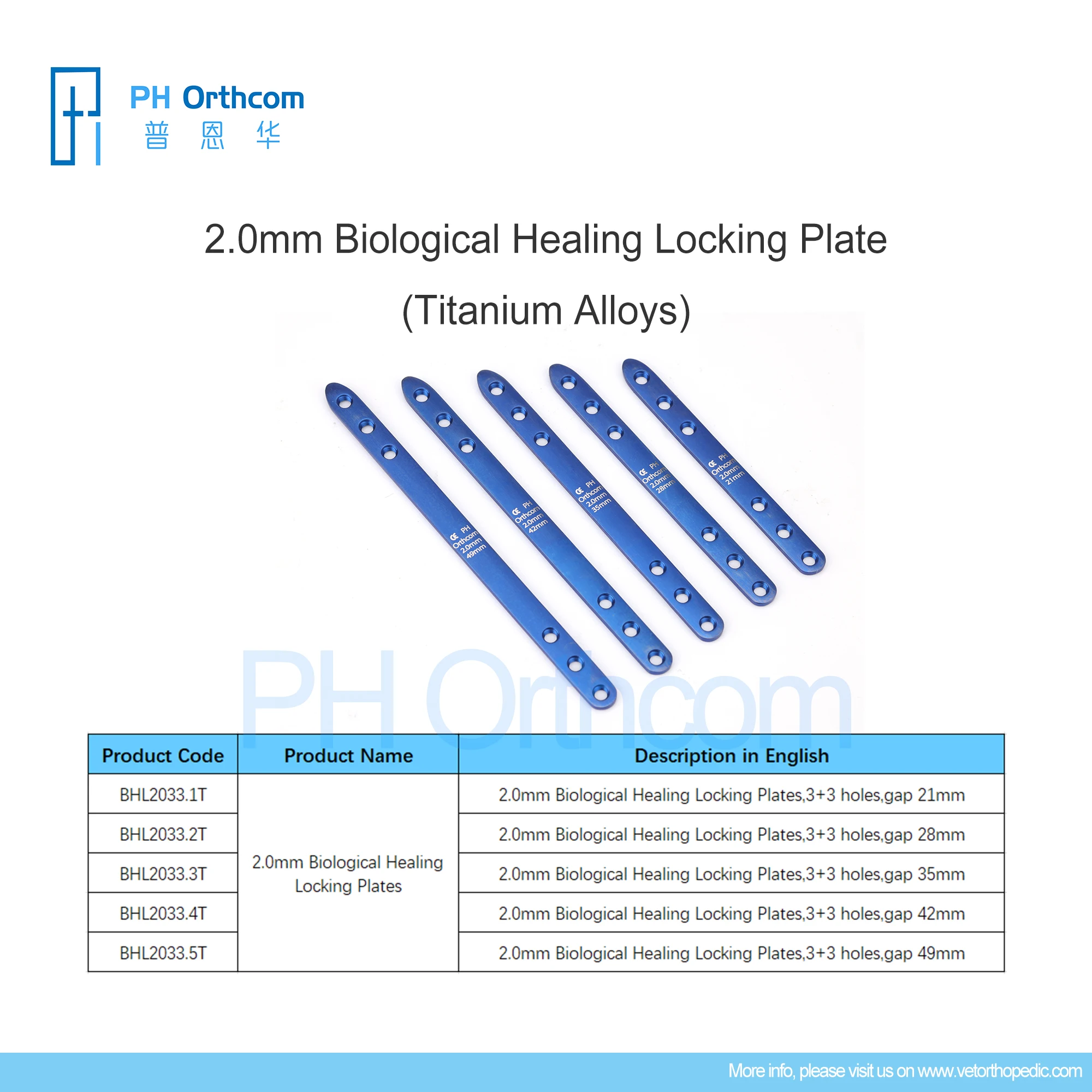 2.0mm Titanium Alloy Biological Healing  Locking Plates Surgical Instruments Medical Supplies and Equipments