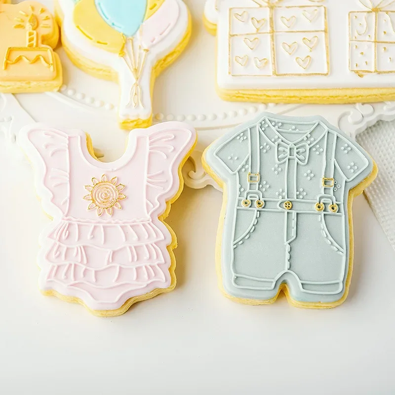 Baby Girl Boy Cookie Press Stamp Embosser Cutter Acrylic Fondant Sugar Cake Craft Cutter Happy Birthday Cake Decoration Tools