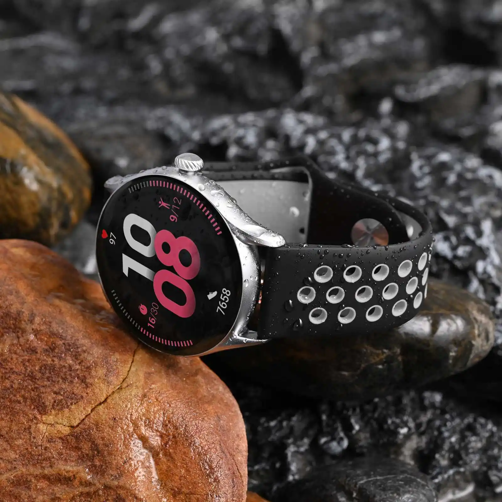 Porous Hole Silicone Strap, Breathable and Waterproof 18mm20mm22mm Watch Band, Suitable for Men and Women, Quick Detachable