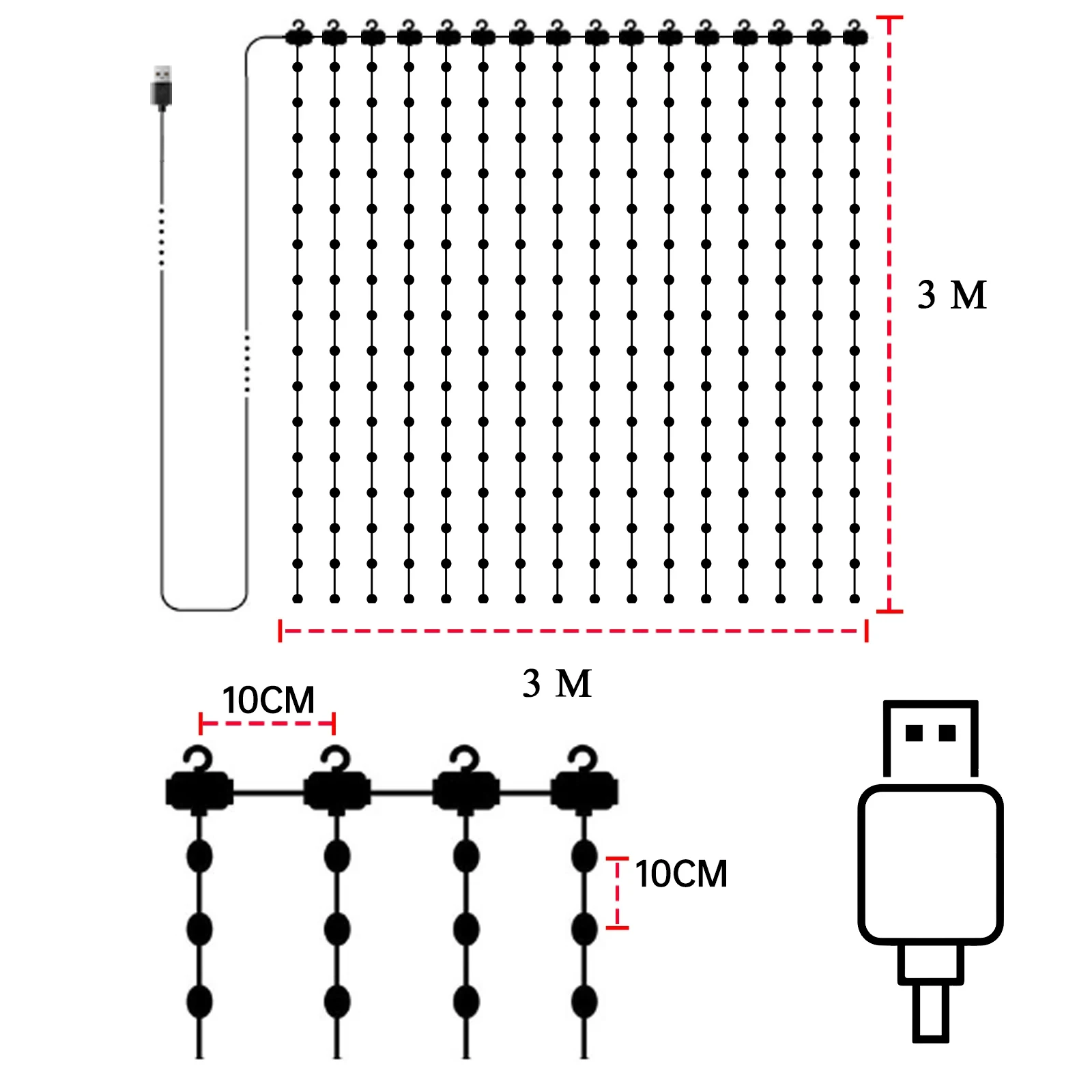 Smart Curtain Lights Bluetooth App LED String RGB Fairy Lights DIY Picture Music Change Display Christmas Halloween Decoration