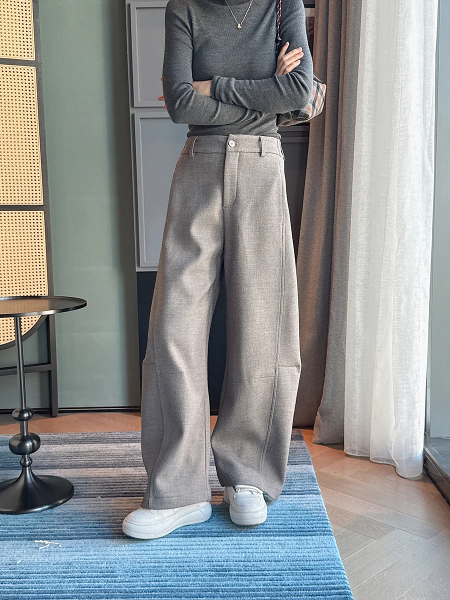 Pantalones Casuales de Pierna Ancha Thiened Fce, Cintura Elástica, Estilo Holgado, Pantalones Largos Cómodos de Cintura Alta