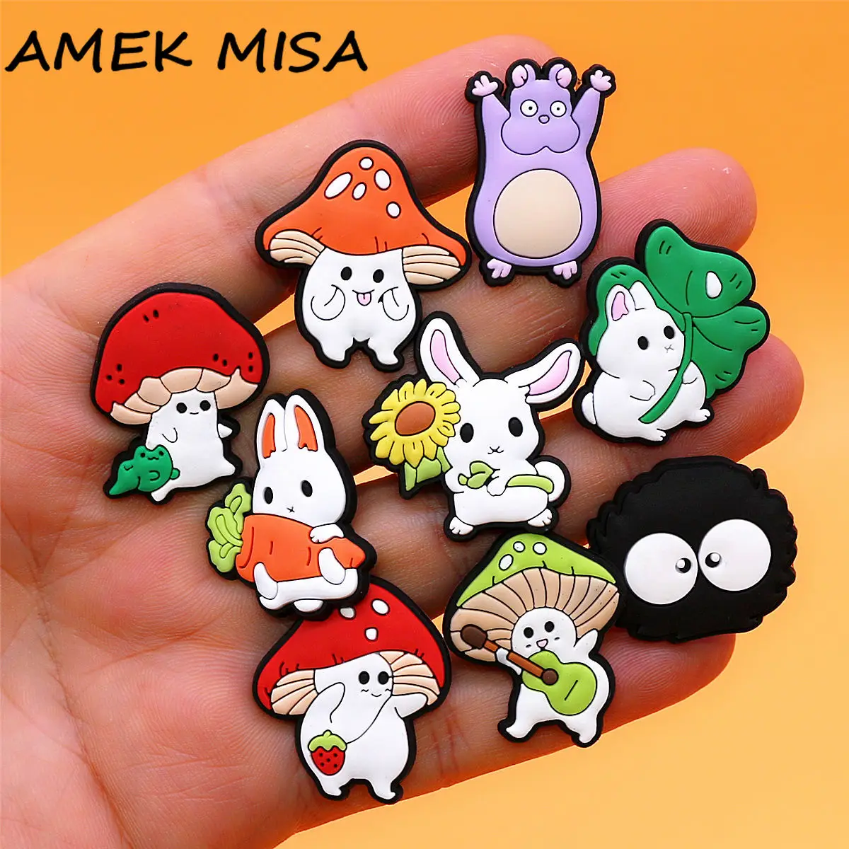 1pcs Cartoon Shoe Buckle Accessories PVC Cute White Rabbit Upper Charms Designer Clog Clips Decorations Fit Party Kids Gifts