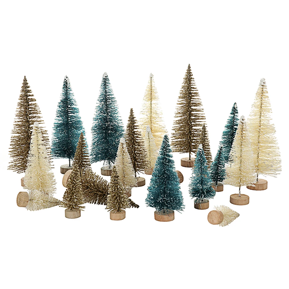 24/48 stuks kerstversiering voor thuis, tafelkerstboom met glitters, kerstboom voor de achtertuin, tafelkerstboom met glitters, slanke kerstbomen